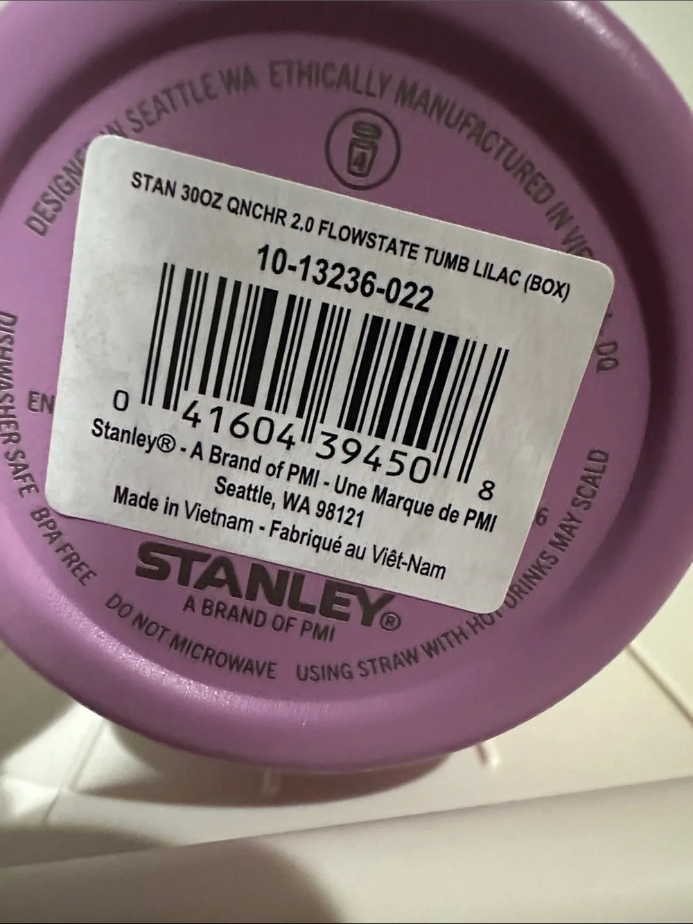 Stanley Pink Lavender Travel Tumbler with White Lid 30oz - Picture 3 of 6